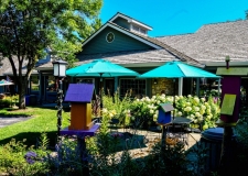 seating area with umbrellas